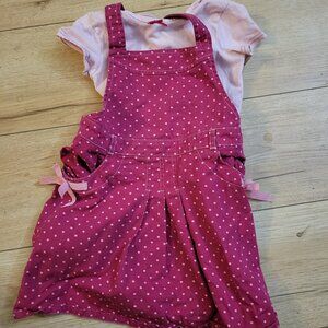 Girls polka dotted dress with shirt
